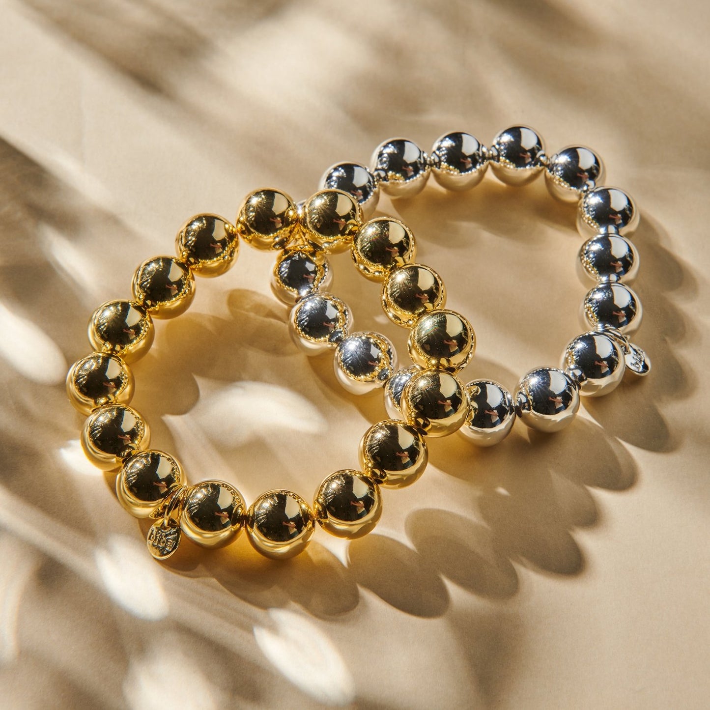 Goudkleurige Kralen Armband 18cm - Premium Metaal Beads 12mm | SKU 54471-G