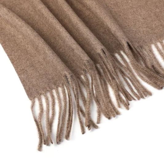 Luxe Klassieke Winter Sjaal Khaki - Viscose met Franjes 70x180cm
