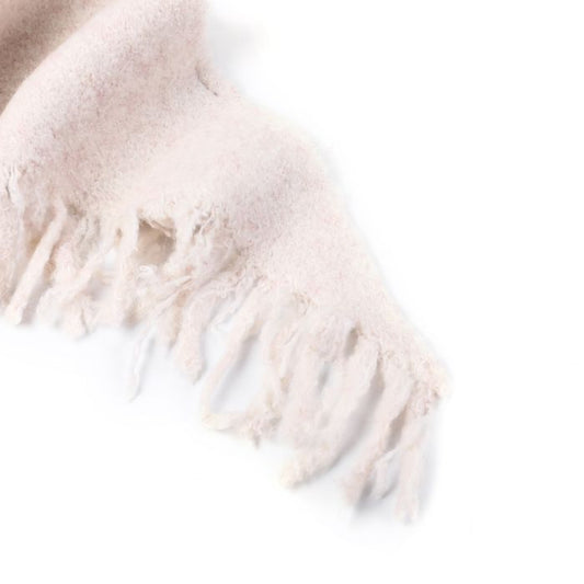 Beige Sjaal met Franjes - Viscose 65x180cm
