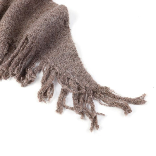 Bruine Sjaal met Franjes - Viscose 65x180cm