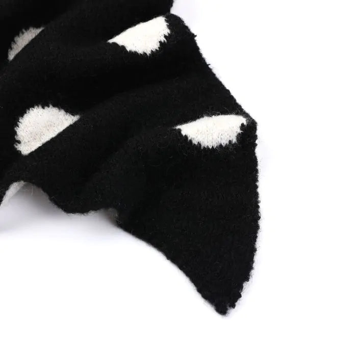 Stippen Winter Sjaal Zwart - Warme Acryl Sjaal 50x180cm