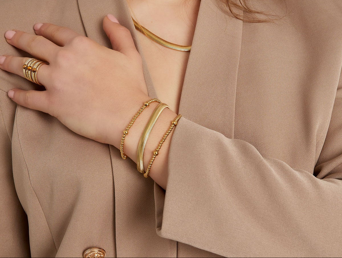 Armband Beady Goud kleur Stainless Steel