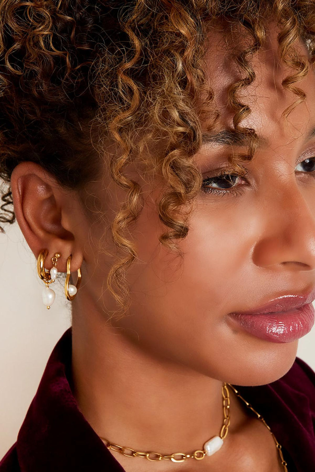 RVS oorbellen parels simpel Goud kleur Stainless Steel