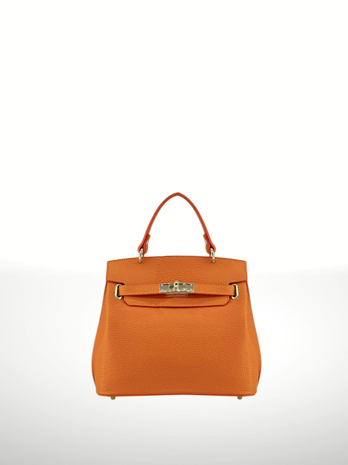 Oranje Leren Handtas Grace - Italiaans Grained Leather met Trapezium Structuur