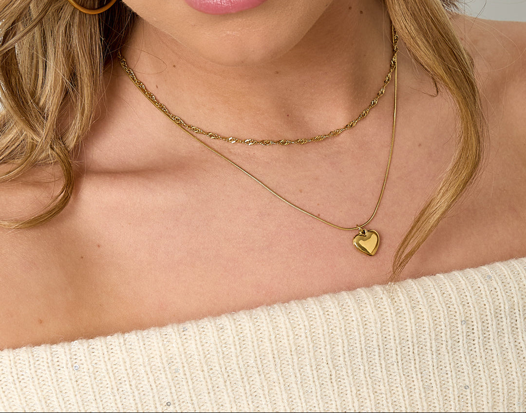 Gelaagde ketting met hart charm