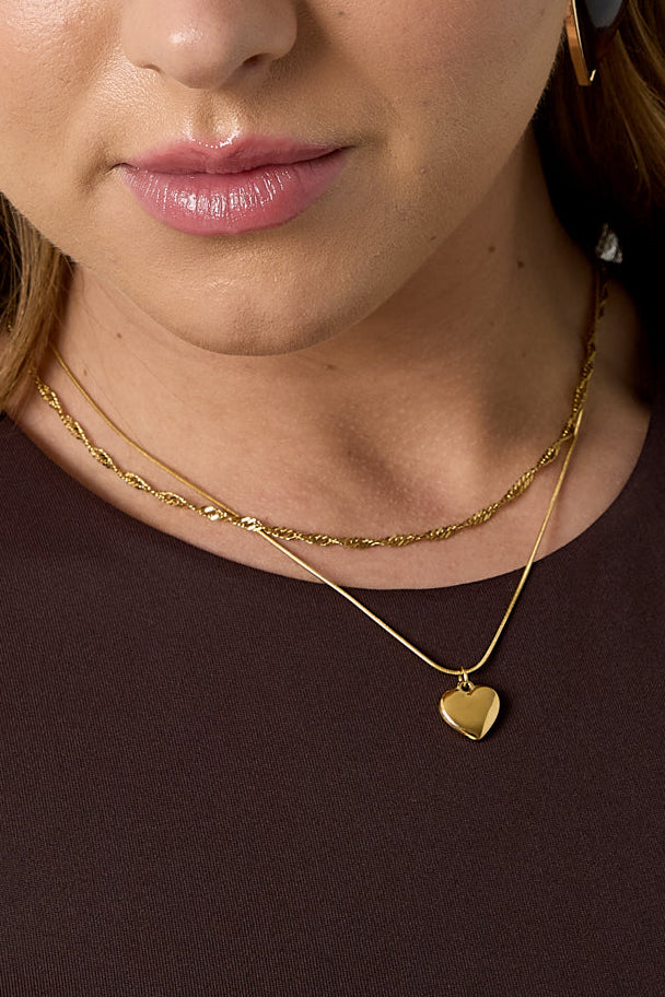 Gelaagde ketting met hart charm