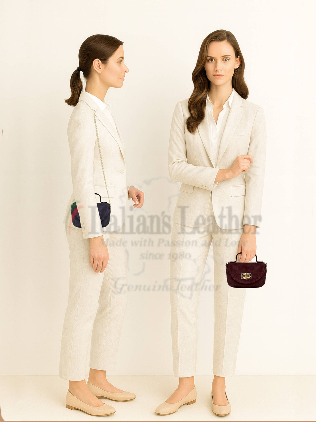 Suède Leren Tas Lala - Kleine Italiaanse Handtas met Ketting