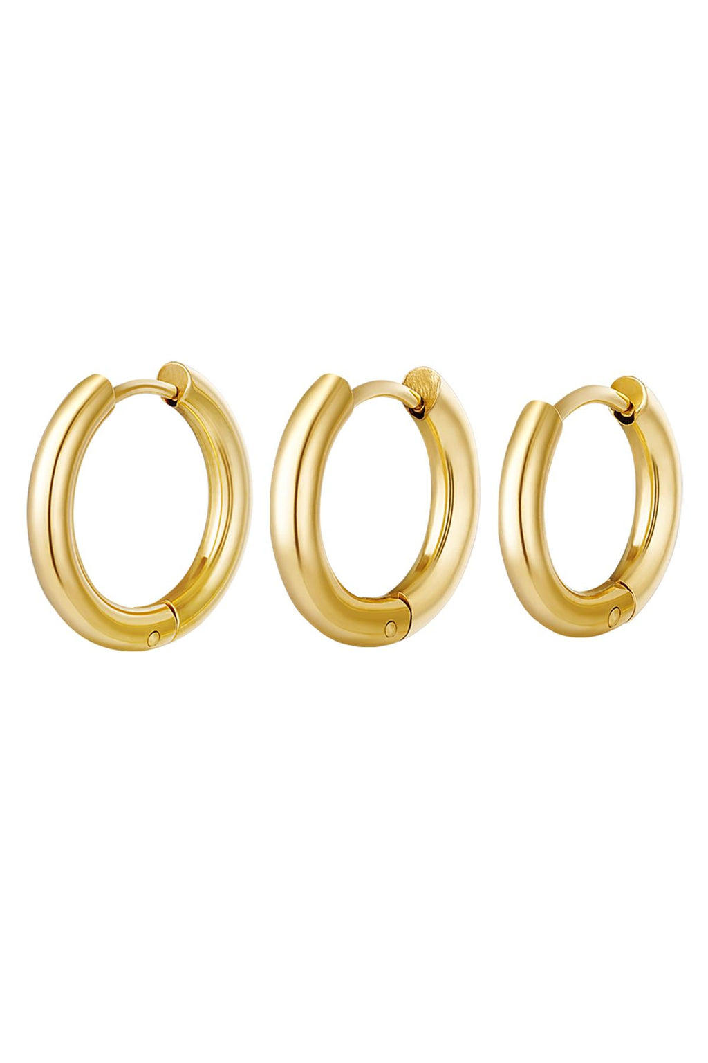 Creolen set 3 hoop oorbellen Goud kleur Stainless Steel