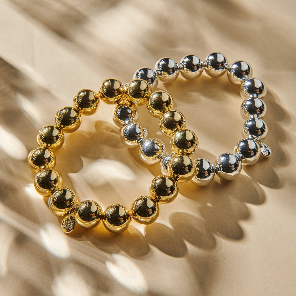 Goudkleurige Kralen Armband 18cm - Statement Armband Metaal 12mm