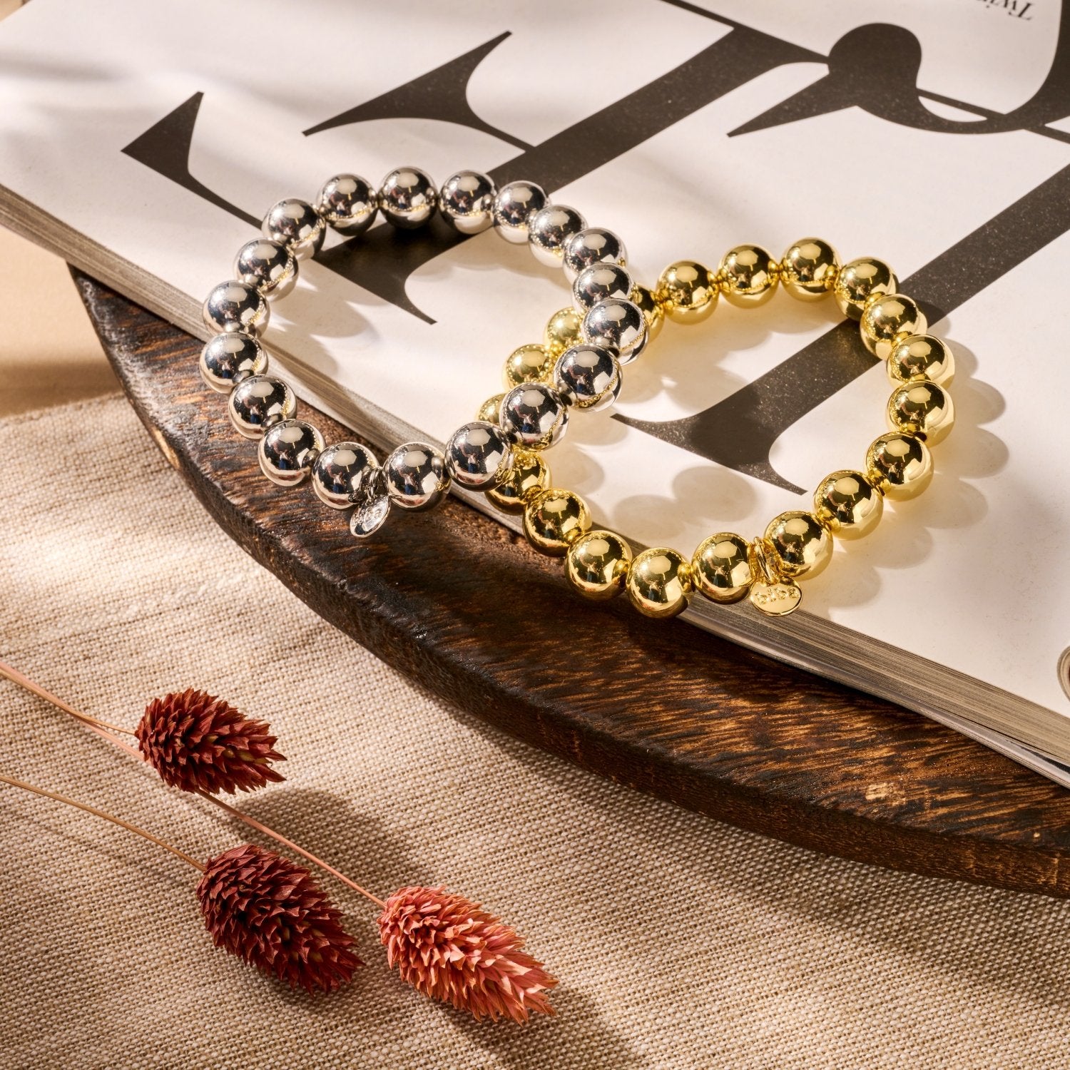 Biba Armband Goud 18cm - Metalen Kralen 10mm Diameter