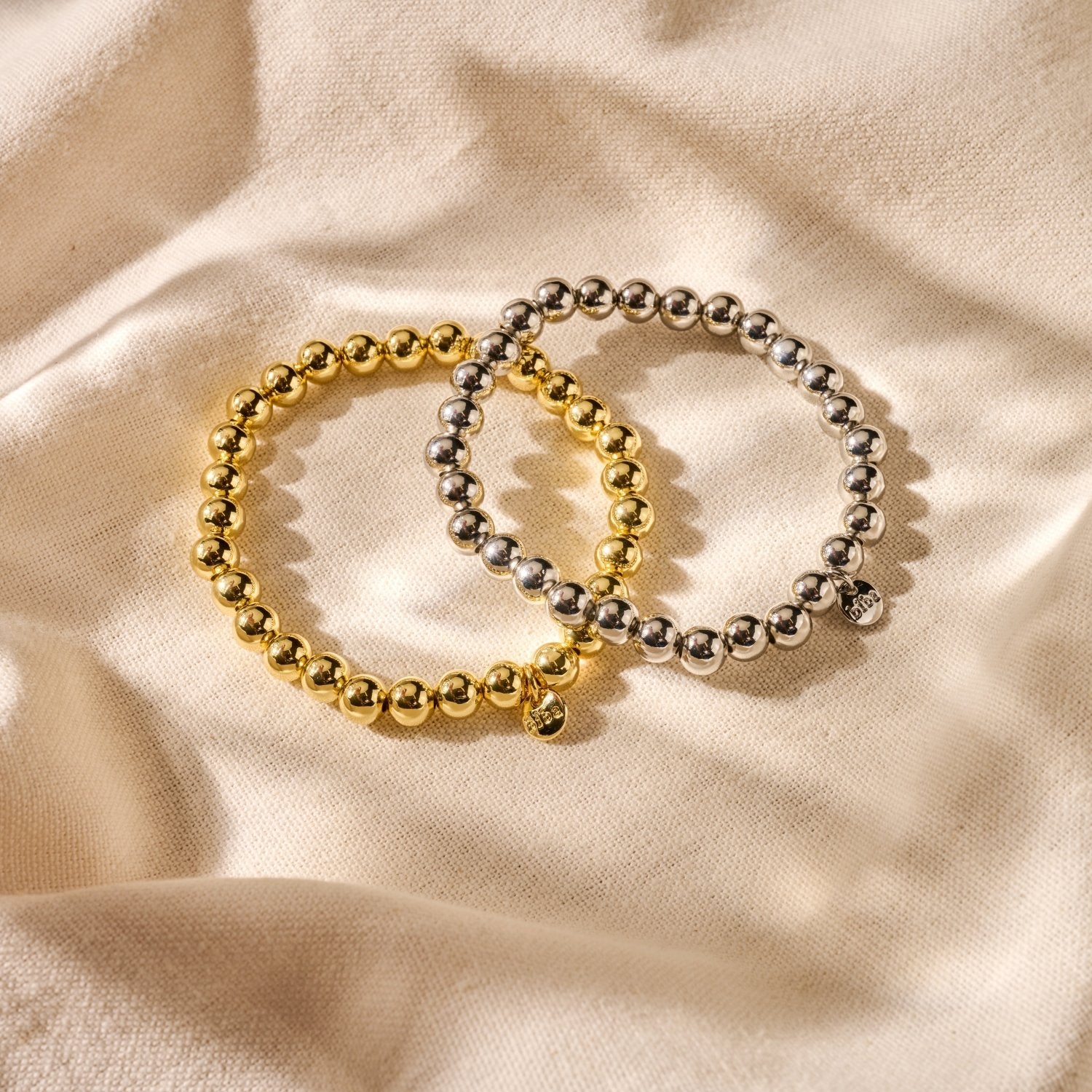 Biba Armband Goud - Metalen Kralen 7mm | 18cm