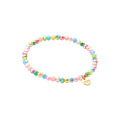 Biba Bracelet Multicolor Crystal Beads 18cm - 4mm Elastic with Gold Charm