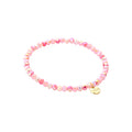 Biba Bracelet Pink Crystal Beads 18cm - 4mm Elastic with Gold Charm
