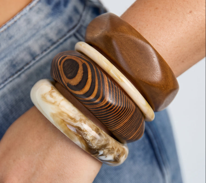 Houten armbanden met onregelmatige vorm, eenvoudige, alledaagse serie, damessieraden
