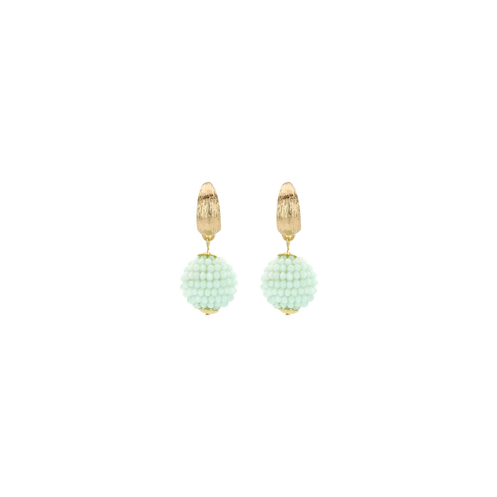 Biba Statement Oorbellen Mint Groen Crystal Beads - Goudkleurig 35mm Creool