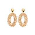 Biba Statement Oorbellen Beige Miyuki Beads - Goudkleurig 84×46mm