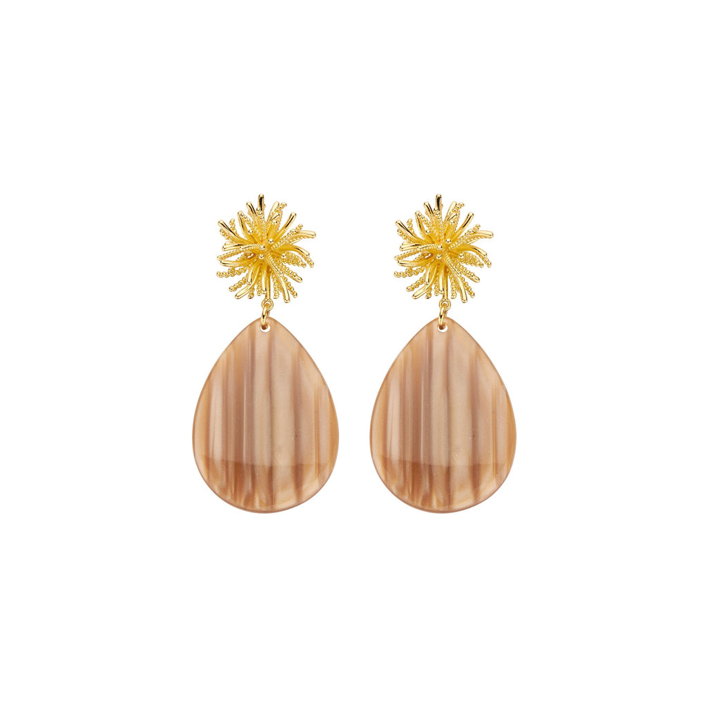 Biba Brown Drop Earrings – Gold Plating | 66 × 27 mm