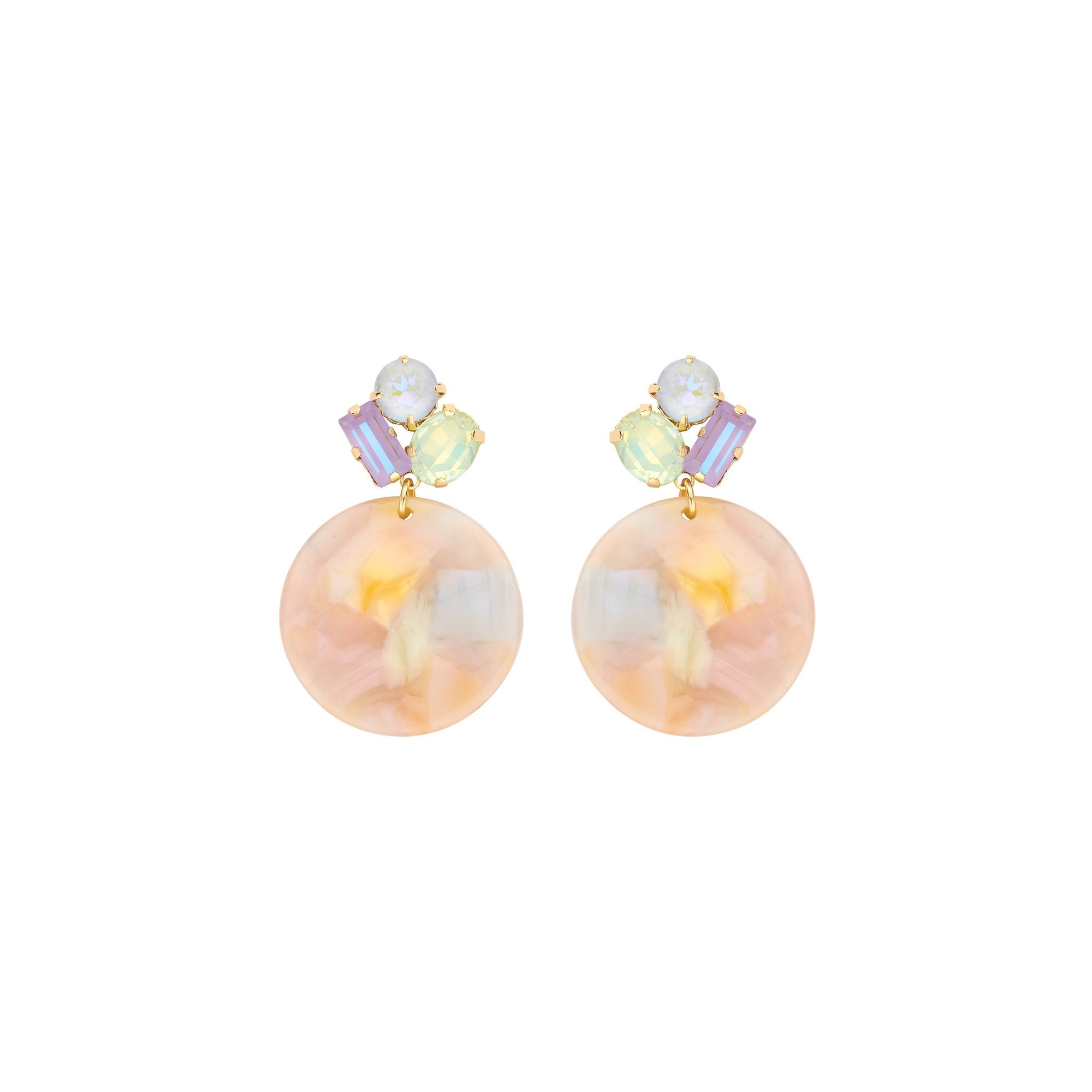 Biba Statement Oorbellen Roze Goudkleurig - 48mm Resin Glas Mix