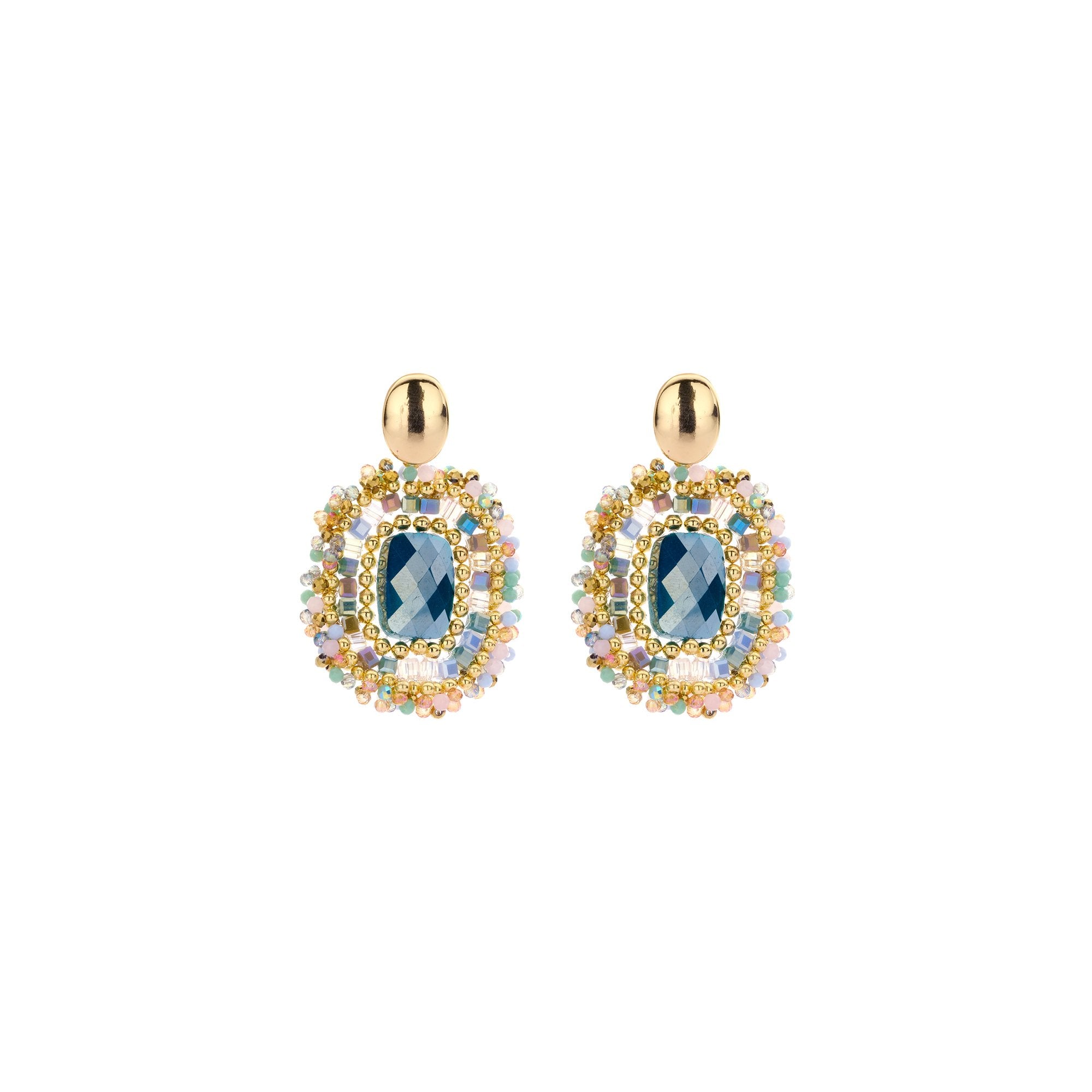 Biba Oorbellen Multicolor - Crystal & Glas | Goud | 45x30mm