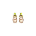 Biba Oorbellen Grijs Beige Bruin - Metaal & Glas | Goud | 40x17mm