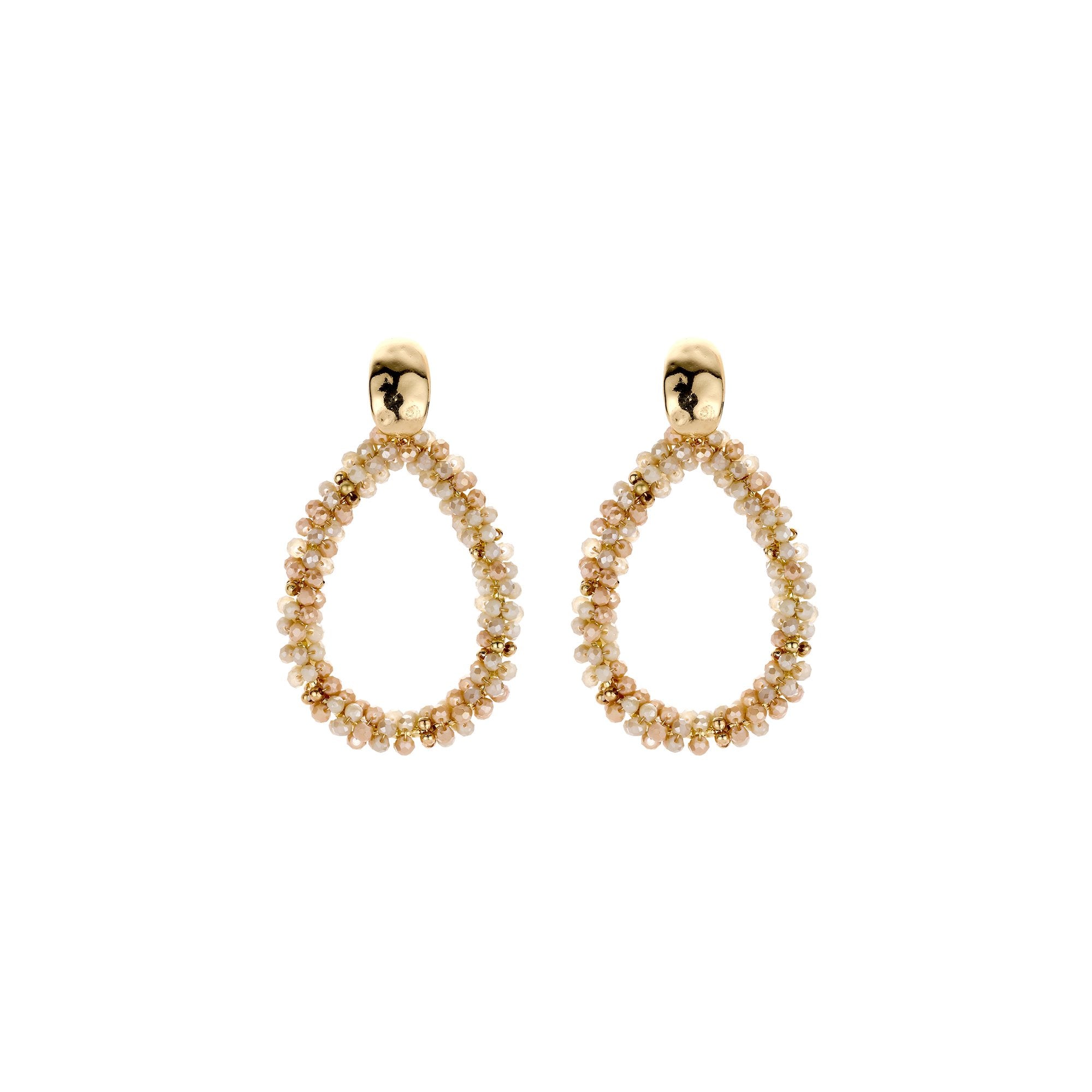Biba Oorbellen – Beige & Multi Kleur met Crystal & Acryl | Lange Hangers 56mm