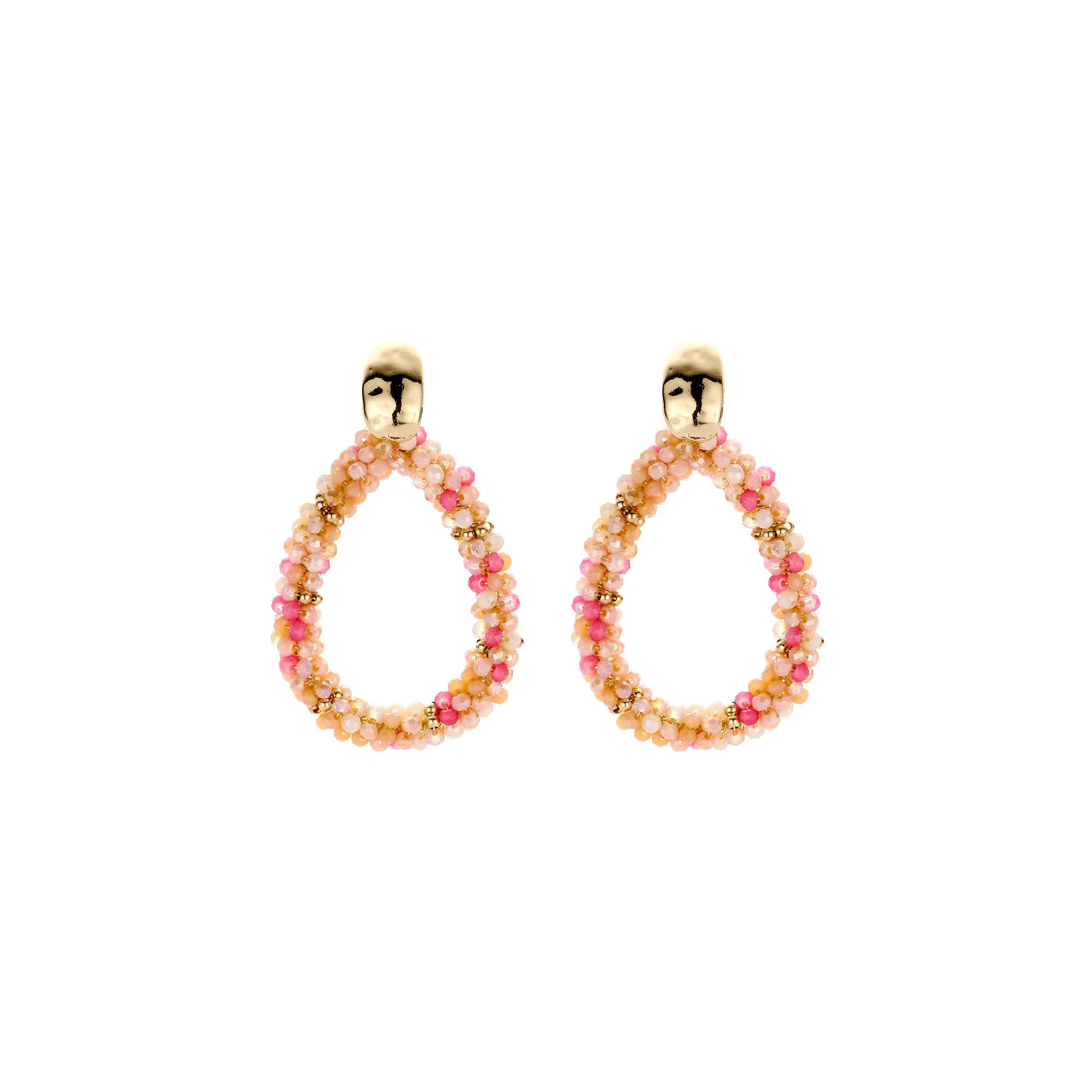 Biba Oorbellen – Roze & Multi Kleur met Crystal & Acryl | Lange Hangers 56mm