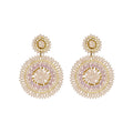 Biba Oorbellen Beige - Crystal & Acryl | Goud | 69x49mm