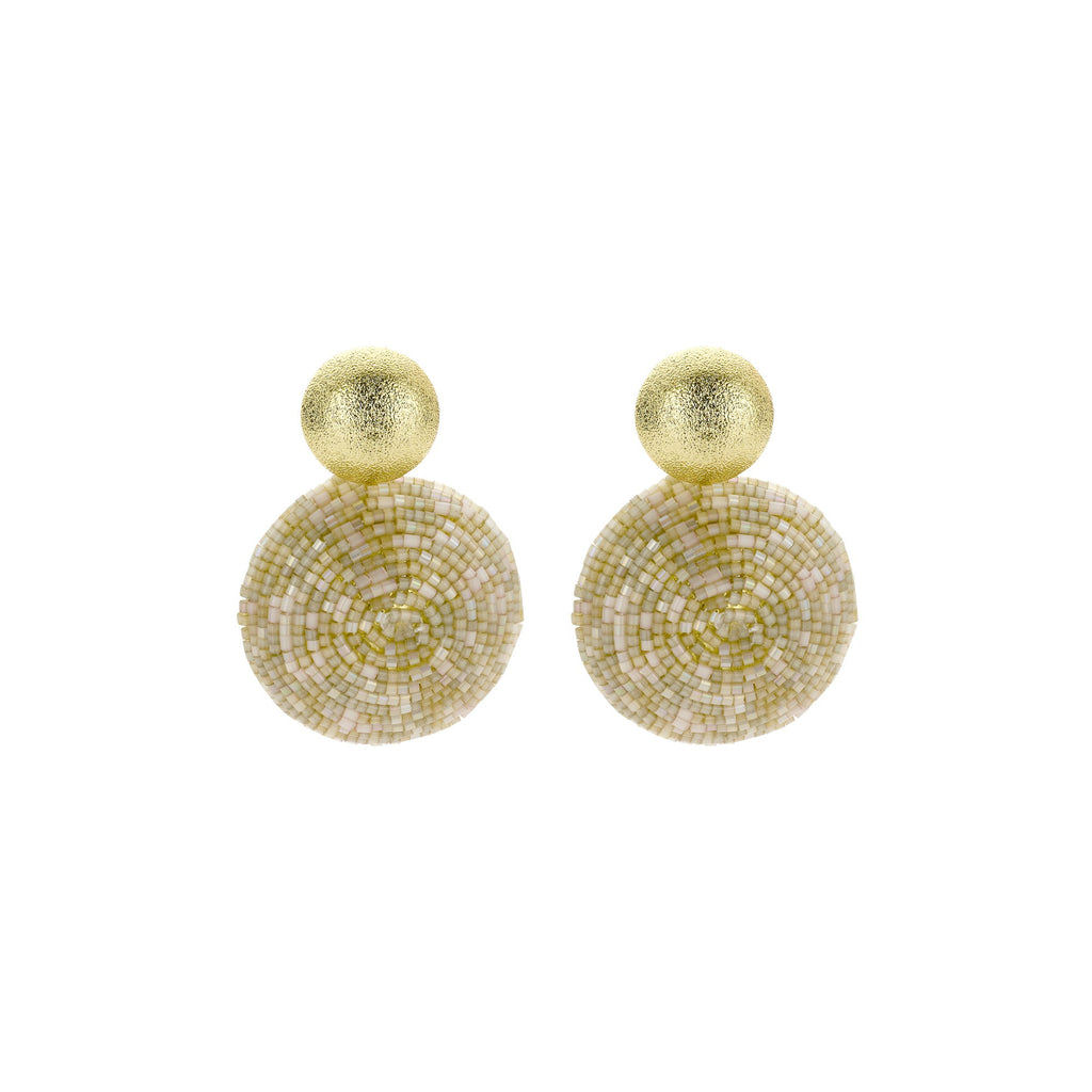 Biba Oorbellen Beige - Crystal & Acryl | 75x37mm