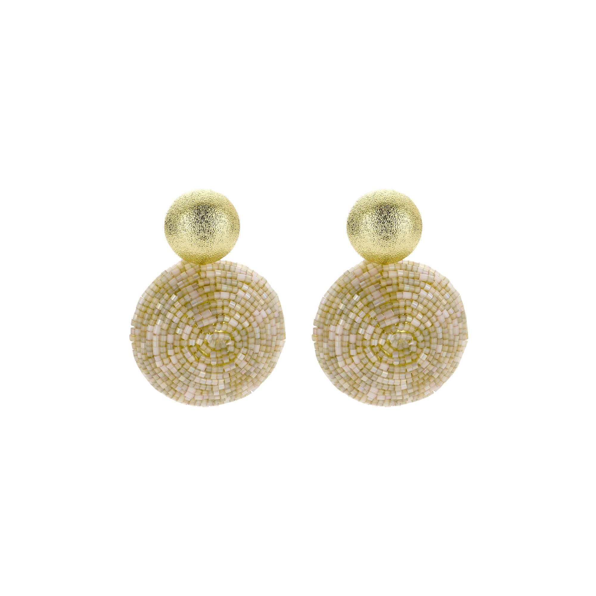 Biba Oorbellen Beige - Crystal & Acryl | 75x37mm