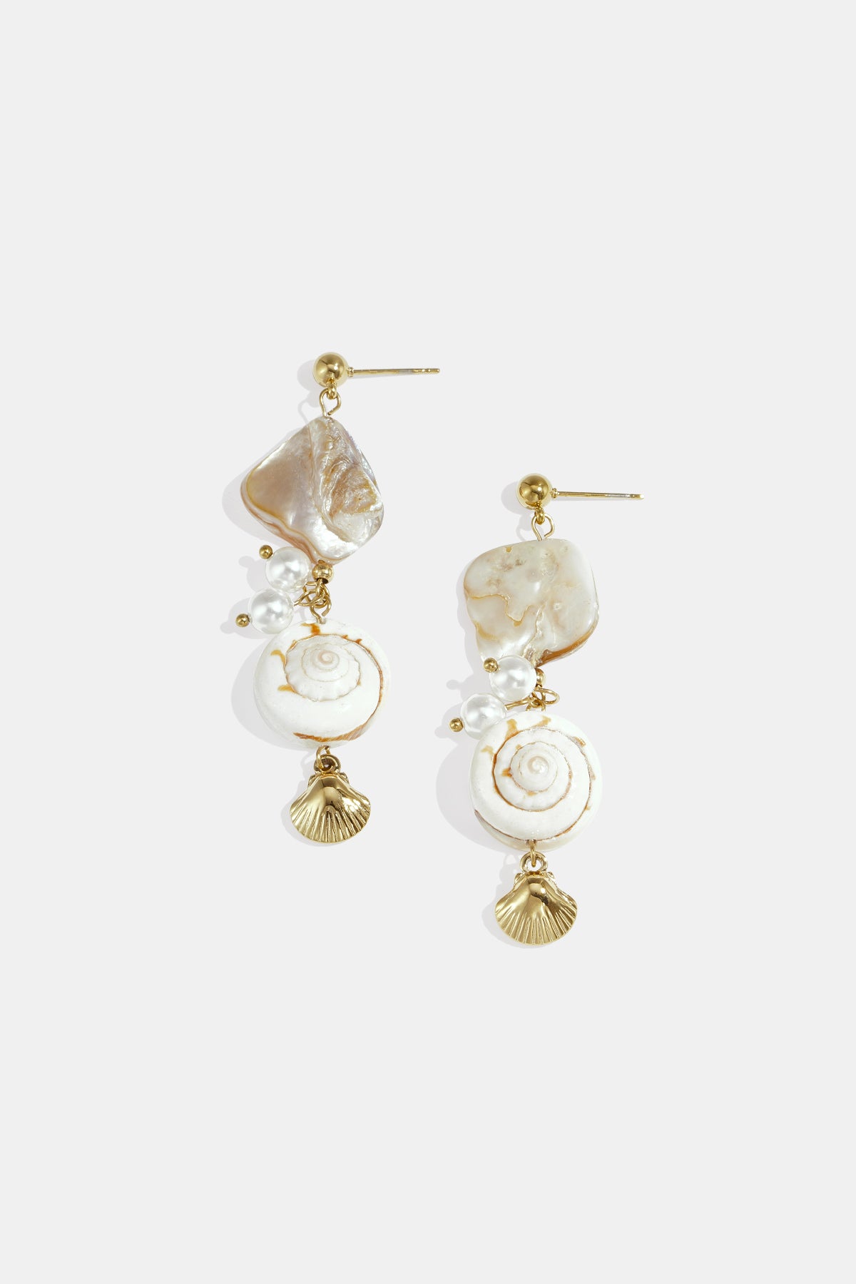 Oorbellen van roestvrij staal met schelpjes, uit de Vacation Daily Romantic-serie voor dames.