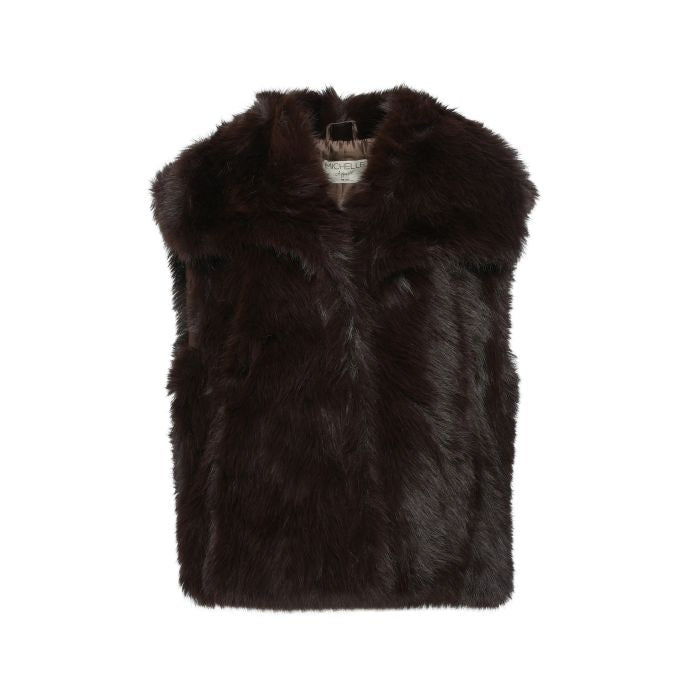 Donkerbruine Faux Fur Bodywarmer - Luxe Teddy Gilet One Size t/m maat 42