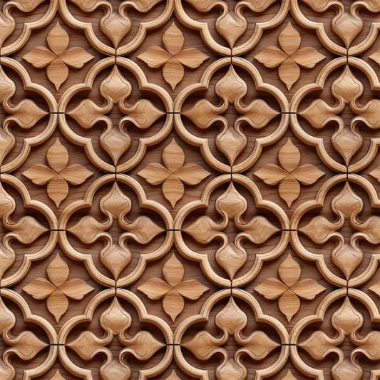 Wall arch arabic wood carving of seamless wallpaper