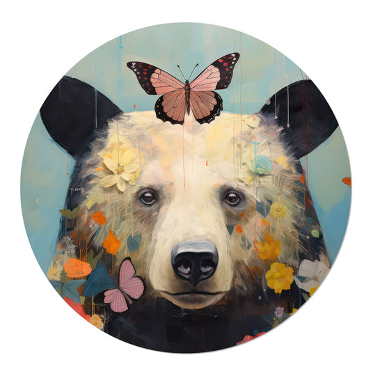 Wandkreis Vintage Bär und Schmetterling
