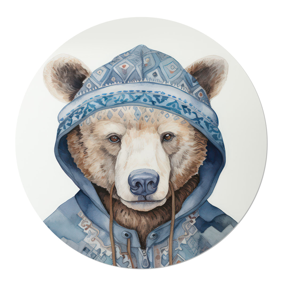 Muurcirkel voor de kinderkamer beer met hoodie