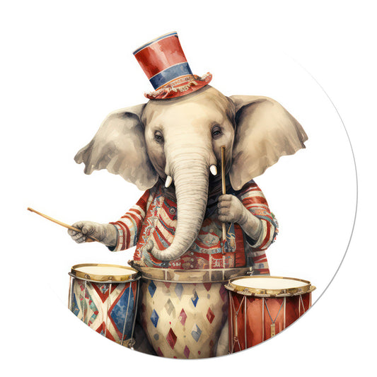 Muurcirkel Vintage olifant met trommel