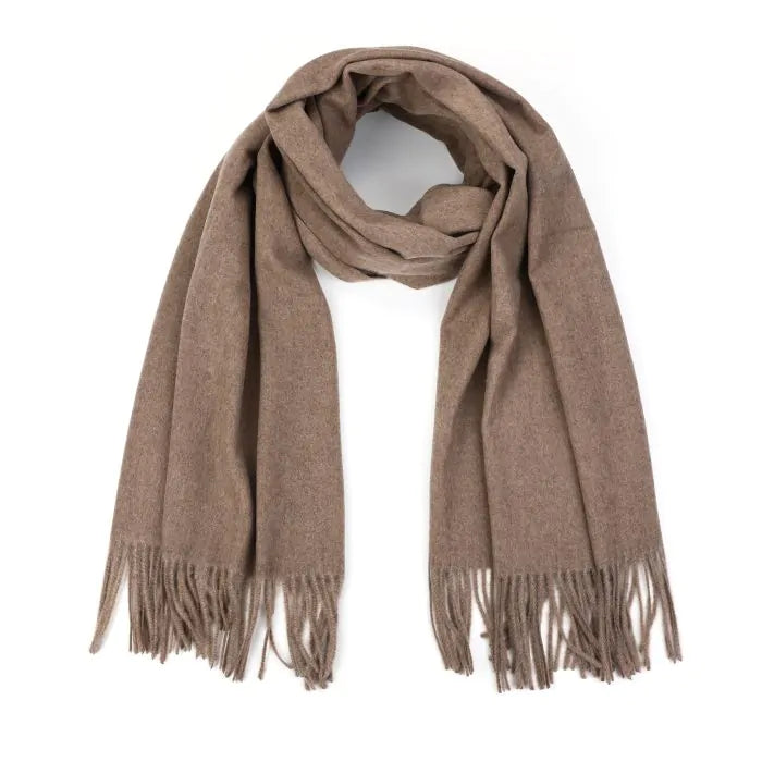 Luxe Klassieke Winter Sjaal Khaki - Viscose met Franjes 70x180cm