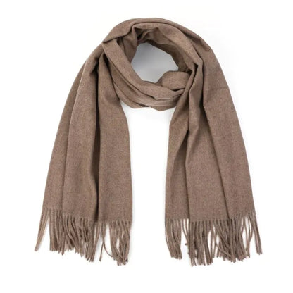 Luxe Klassieke Winter Sjaal Khaki - Viscose met Franjes 70x180cm