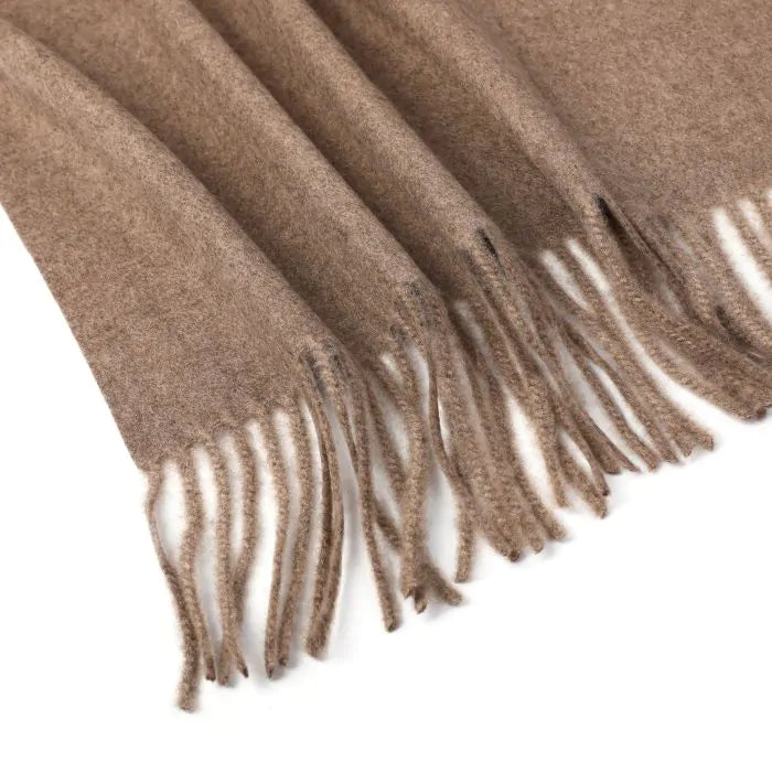 Luxe Klassieke Winter Sjaal Khaki - Viscose met Franjes 70x180cm