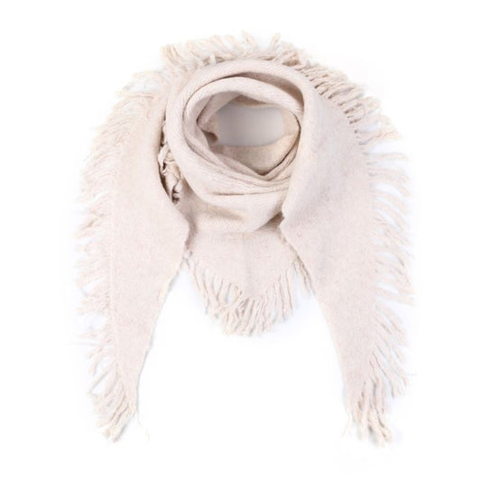 Beige Sjaal met Franjes - Viscose 65x180cm