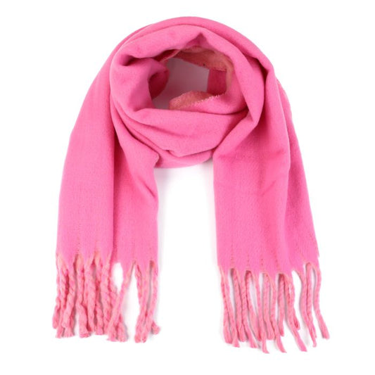 Roze Sjaal met Franjes - Viscose 50x180cm