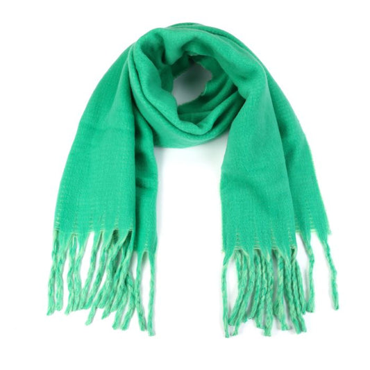Groene Sjaal met Franjes - Viscose 50x180cm