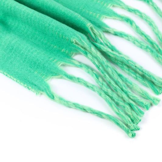 Groene Sjaal met Franjes - Viscose 50x180cm