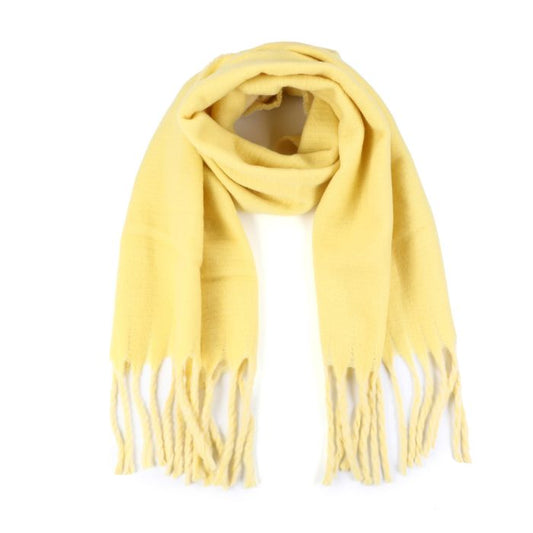 Gele Sjaal met Franjes - Viscose 50x180cm