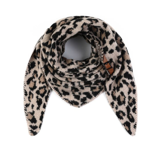 Leopard Print Scarf - Khaki