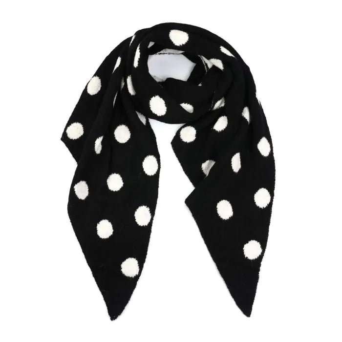 Stippen Winter Sjaal Zwart - Warme Acryl Sjaal 50x180cm