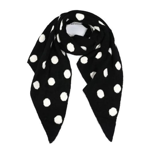 Stippen Winter Sjaal Zwart - Warme Acryl Sjaal 50x180cm