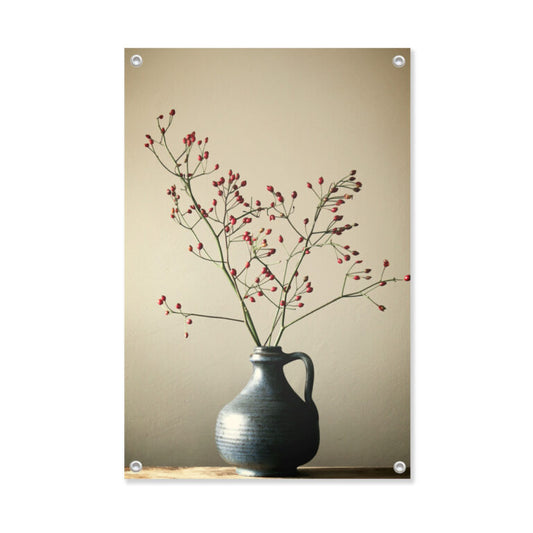 Garden poster Blue vase with Berries