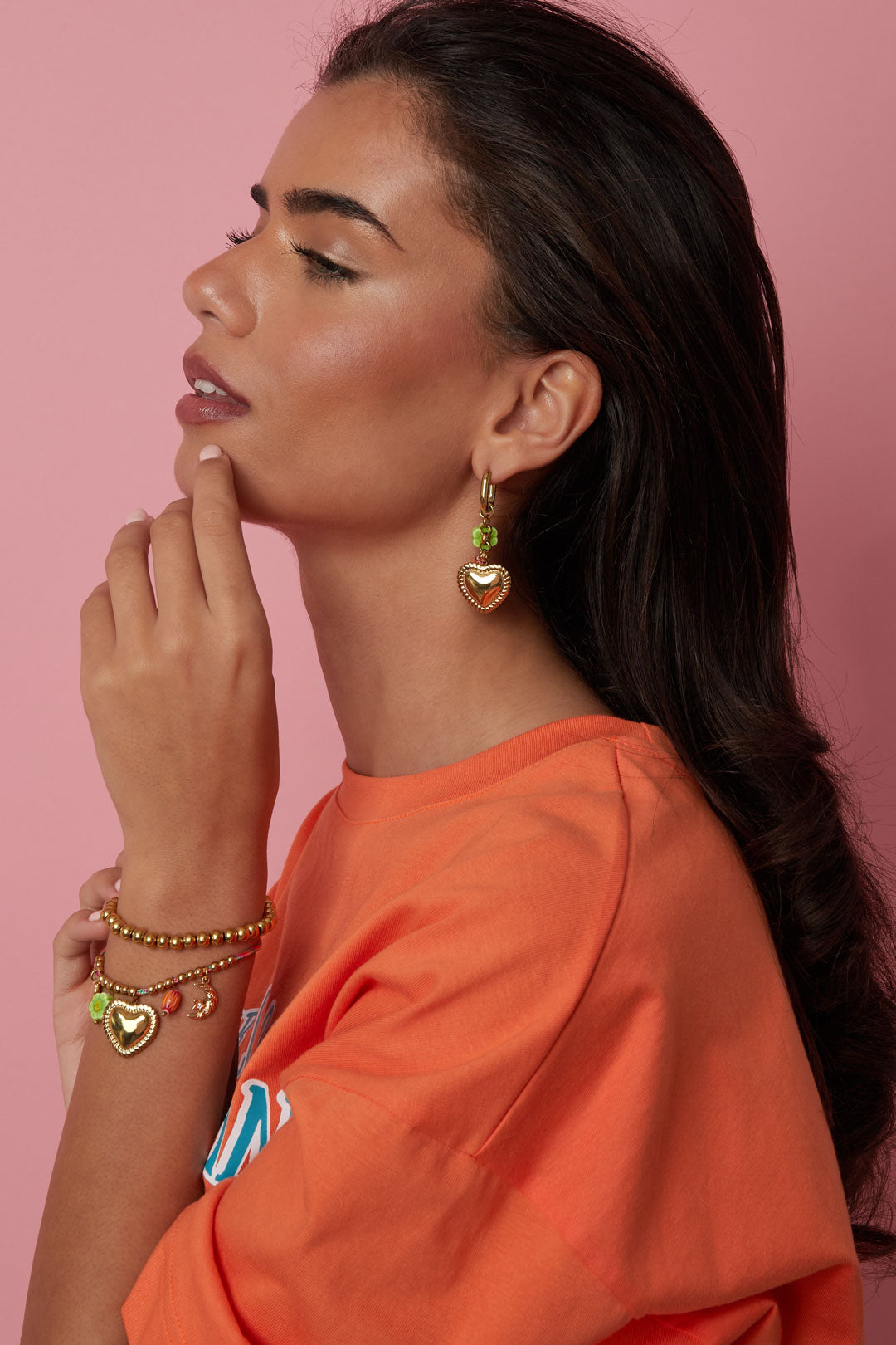 Oorbellen van roestvrij staal met hartjesmotief, Sweet Daily Romantic serie, damessieraden