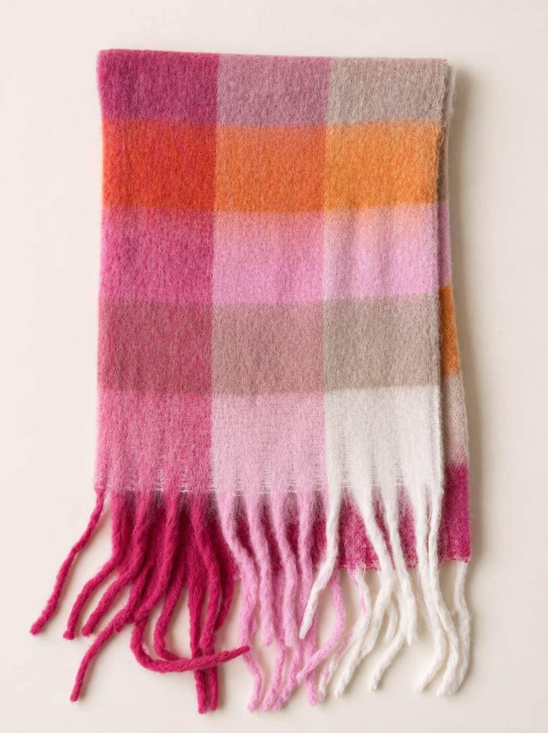 Viscose Sjaal met Franjes – Ombré Roze & Oranje | 210x38cm | Wauw Fashion (NL)