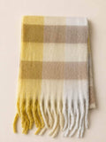 Sjaal met Franjes – Geel & Beige Blokken | 210x38cm | Wauw Fashion (nl)